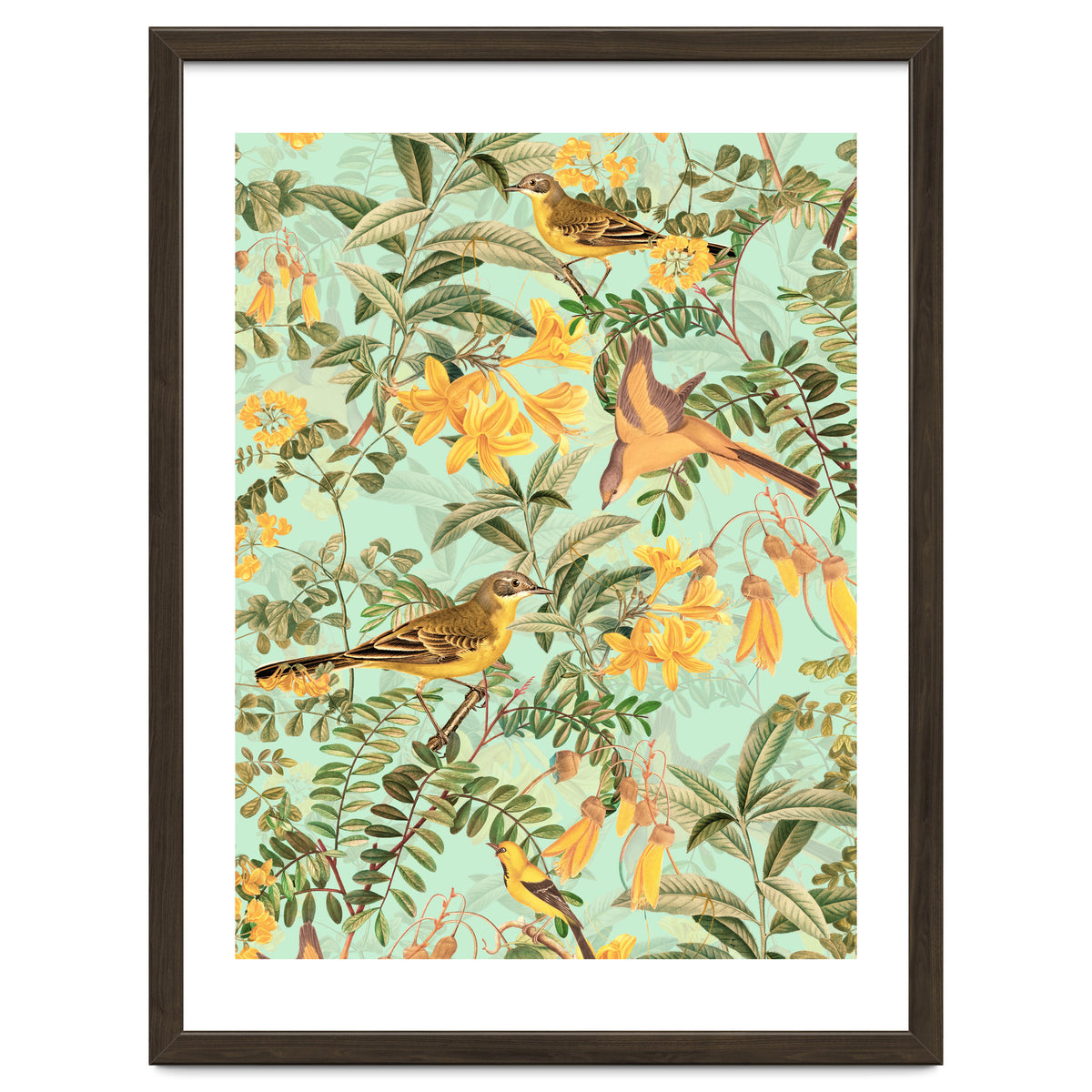 Yellow Birds in Tropical Jungle Paradise