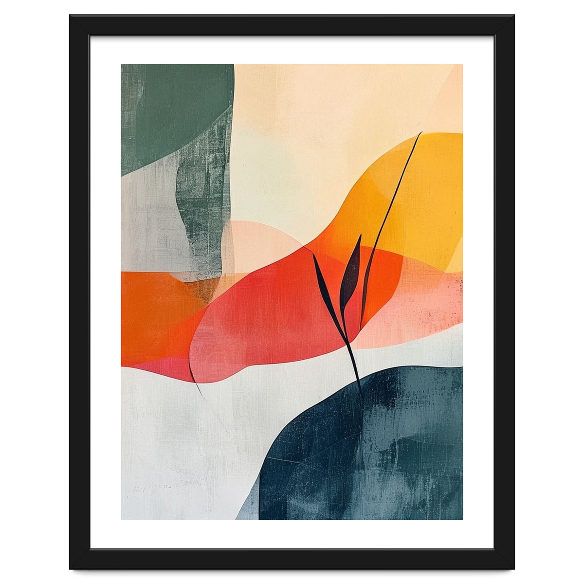 Minimalist Botanical Abstract Art with Organic Overlapping Shapes