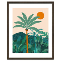 Palm Vibes, Tropical Vintage Botanical Nature, Illustration Mountains Landscape Adventure, Pastel Plants Wild Jungle Boho Forest