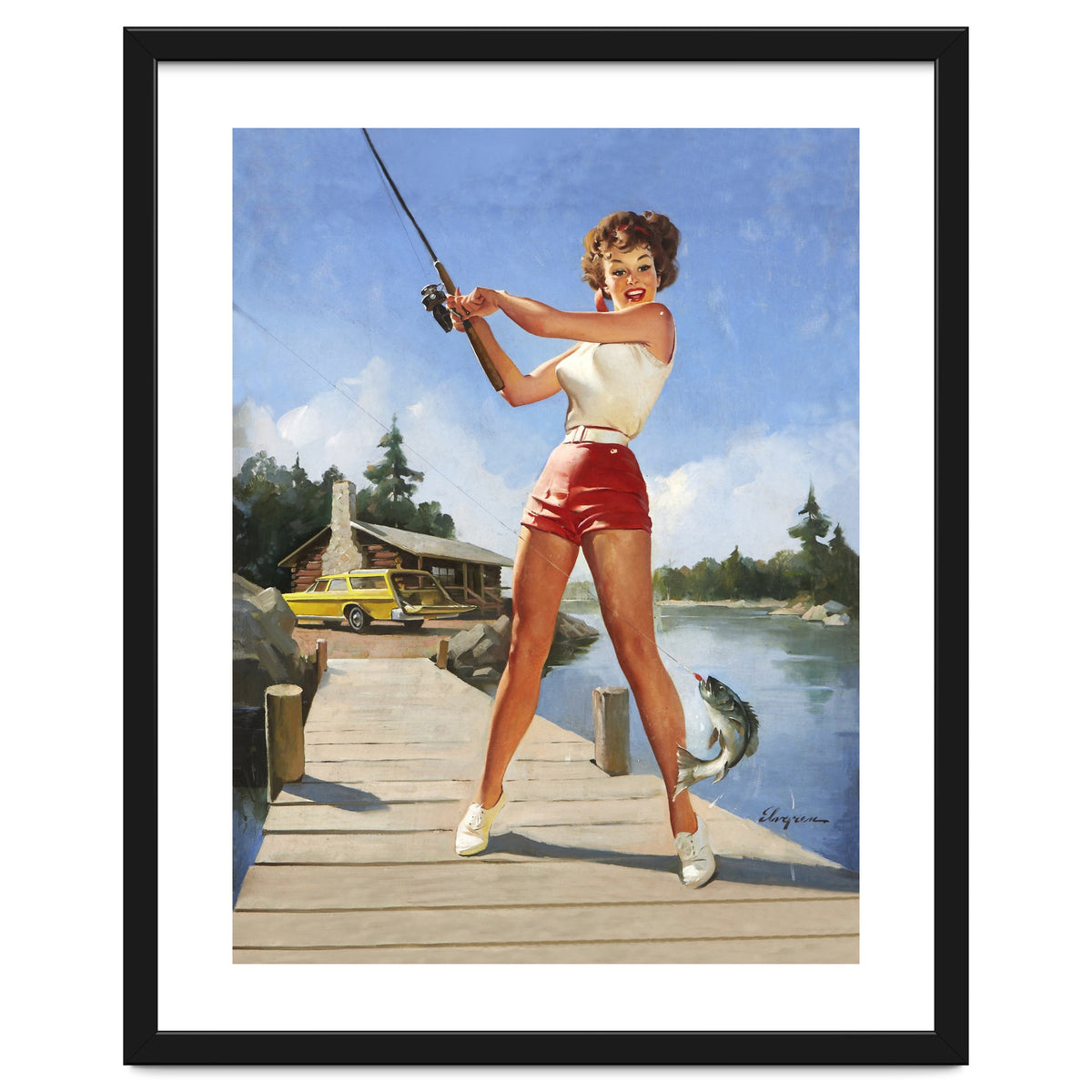Pinup Fishing Girl With Her Catch