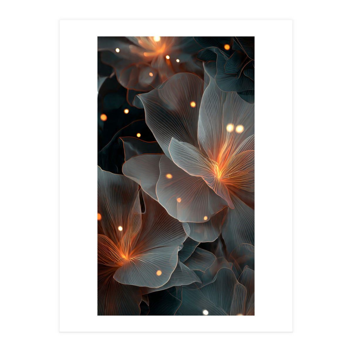 Ethereal Glowing Flora: Abstract Translucent Petals (Print Only)