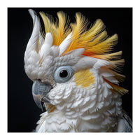 Close Up Cockatoo Portrait Yellow Crested Bird (Print Only)