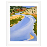 Georgia O’Keeffe – Chama River, Ghost Ranch (1937) | Serene Southwestern Landscape in Bold Modernist Forms