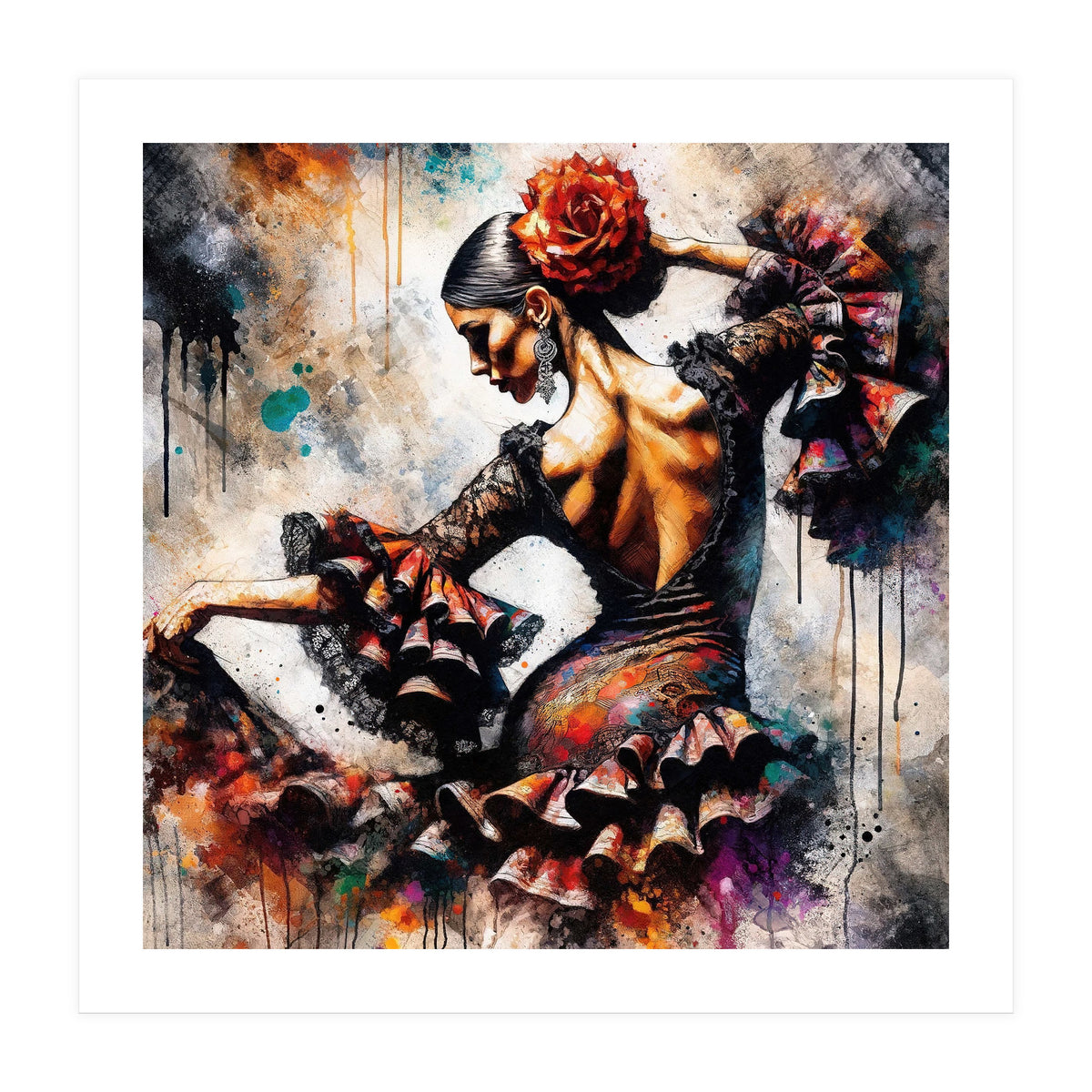 Watercolor Flamenco Dancer #4 (Print Only)