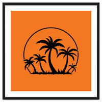 Palm Trees And Sunset in Black