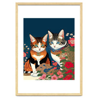 The Perfect Companion, Cute Cats Japanese Pets, Whimsical Animals Cat Vintage Love Friends Together