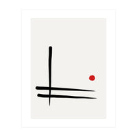 Japandi minimalist artwork in black and white and red dot (Print Only)