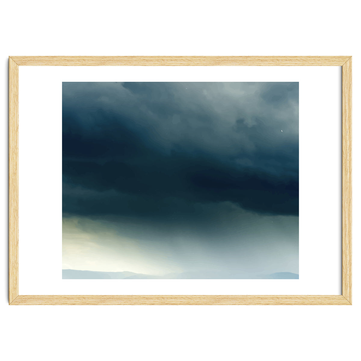 Storm Rain Clouds Watercolor Painting Blue Minimal Dark Sky Graphic