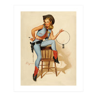 Pinup Cowgirl With A Key (Print Only)