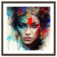 Crowned Mask Asian Warrior Portrait