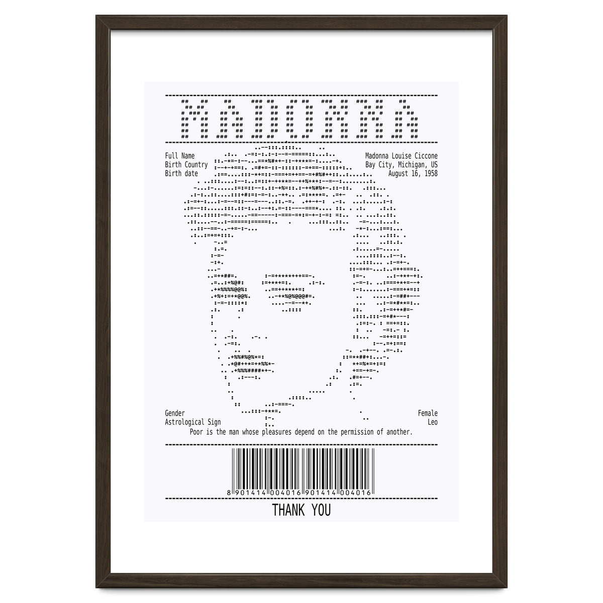 Receipt Art Madonna