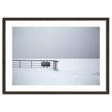 No lifeguards on the sign board in the winter snow beach thumbnail