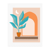 Moonlight Villa, Architecture Modern Bohemian Travel Illustration, Pastel Tropical Home Minimal Line Art (Print Only) thumbnail
