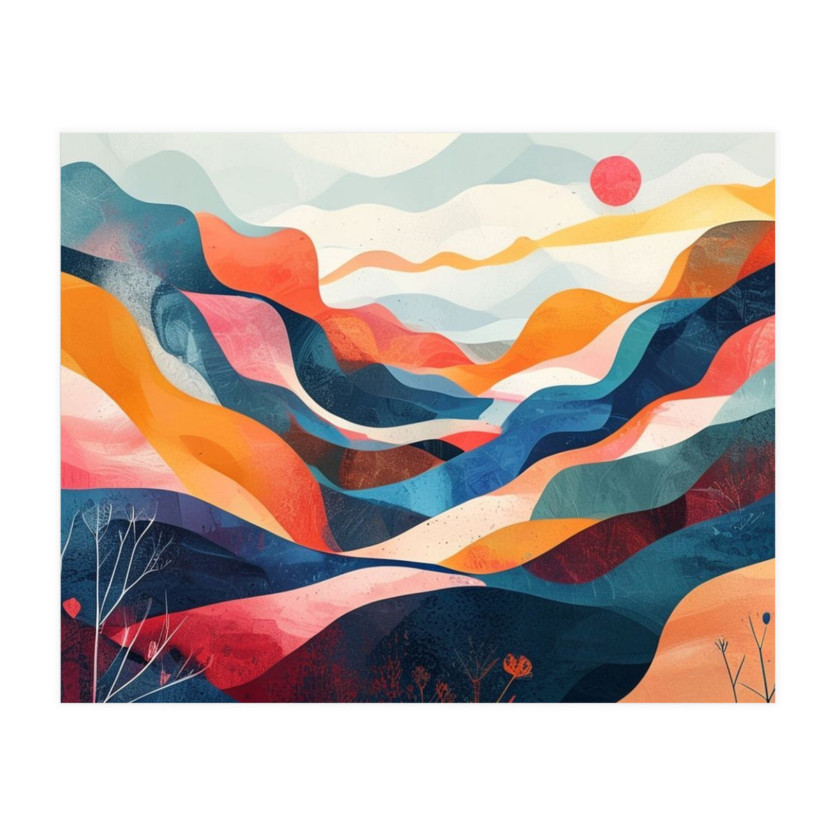 Abstract Mountain Landscape Art (Print Only)
