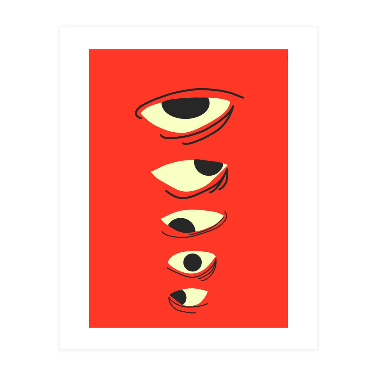 Abstract Eyes on Red Background (Print Only)