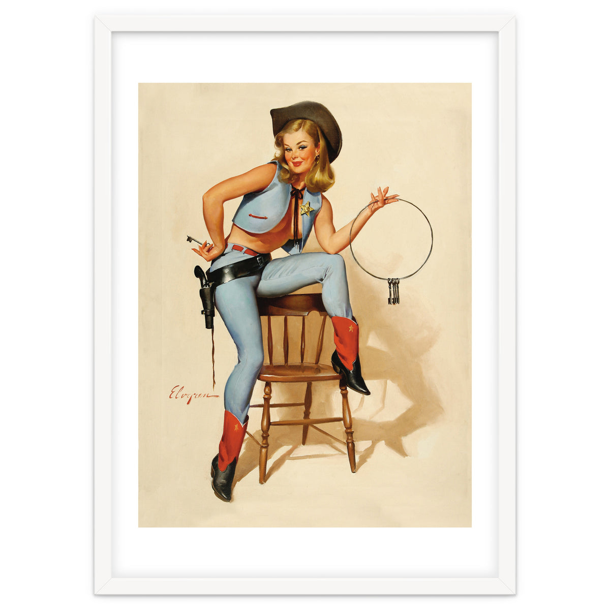 Pinup Cowgirl With A Key