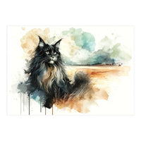 Majestic Cat In Coastal Landscape (Print Only)