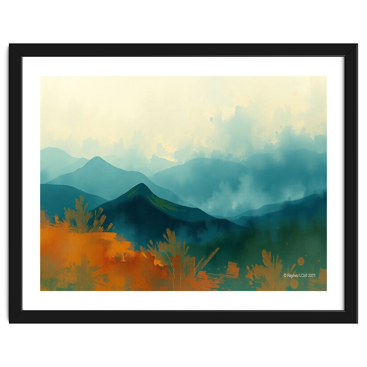 Long Title Misty Blue Mountain Range Landscape