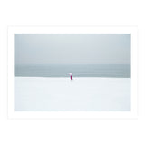 A walking woman in the winter snow beach (Print Only) thumbnail
