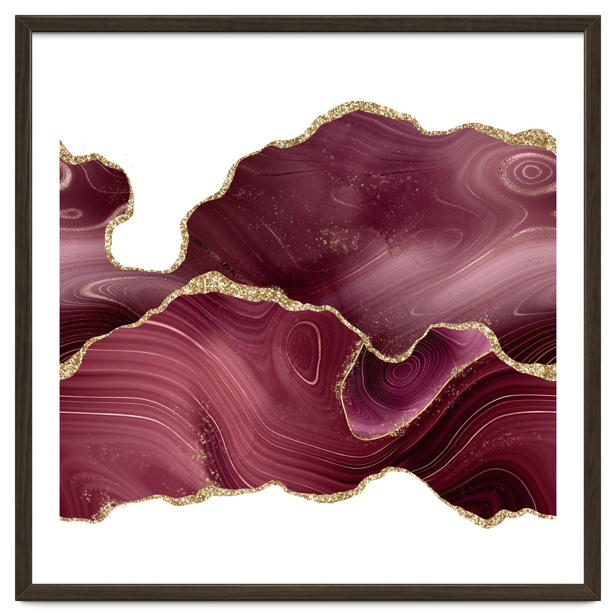 Burgundy & Gold Glitter Agate Texture 08