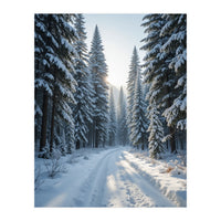 Serene Winter Wonderland Forest Road (Print Only)