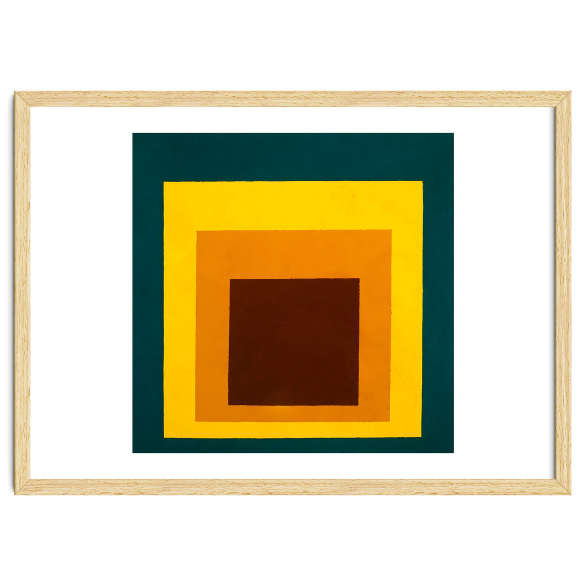 JOSEF ALBERS - HOMAGE TO THE SQUARE DARK GREEN YELLOW ORANGE BROWN