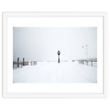 A clock tower in the snow beach thumbnail