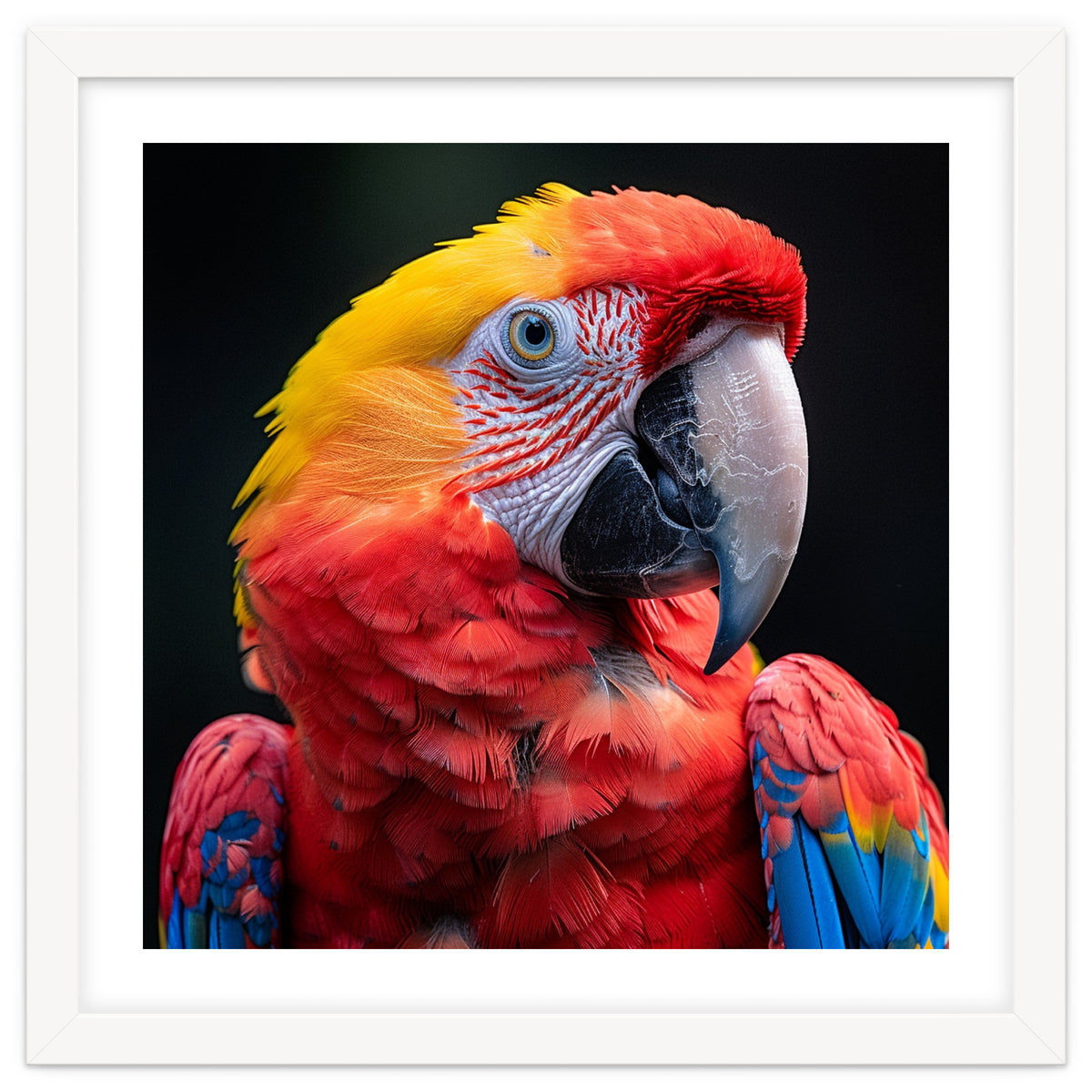 Scarlet Macaw Parrot Headshot Vibrant Colors