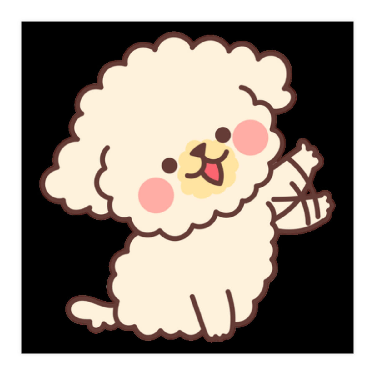 Cute Dog Happily Waving His Paw  (Print Only)