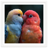 Two Lovebirds Nuzzling Close Up Portrait thumbnail