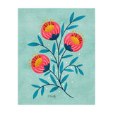 Teal And Coral Flowers (Print Only) thumbnail