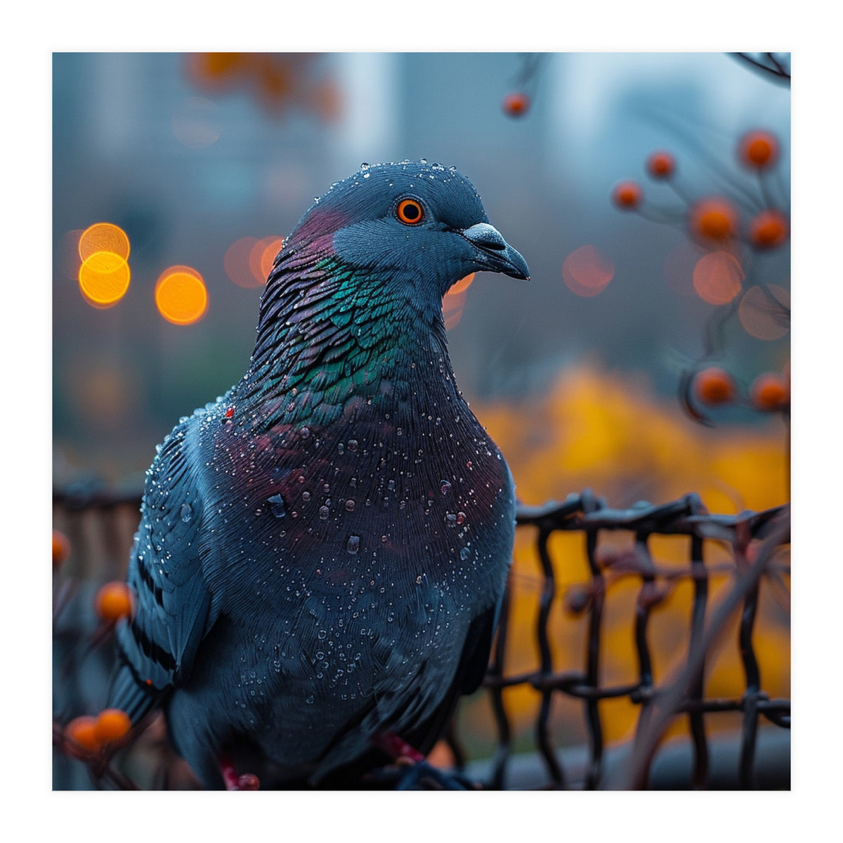 Pigeon With Water Droplets  (Print Only)