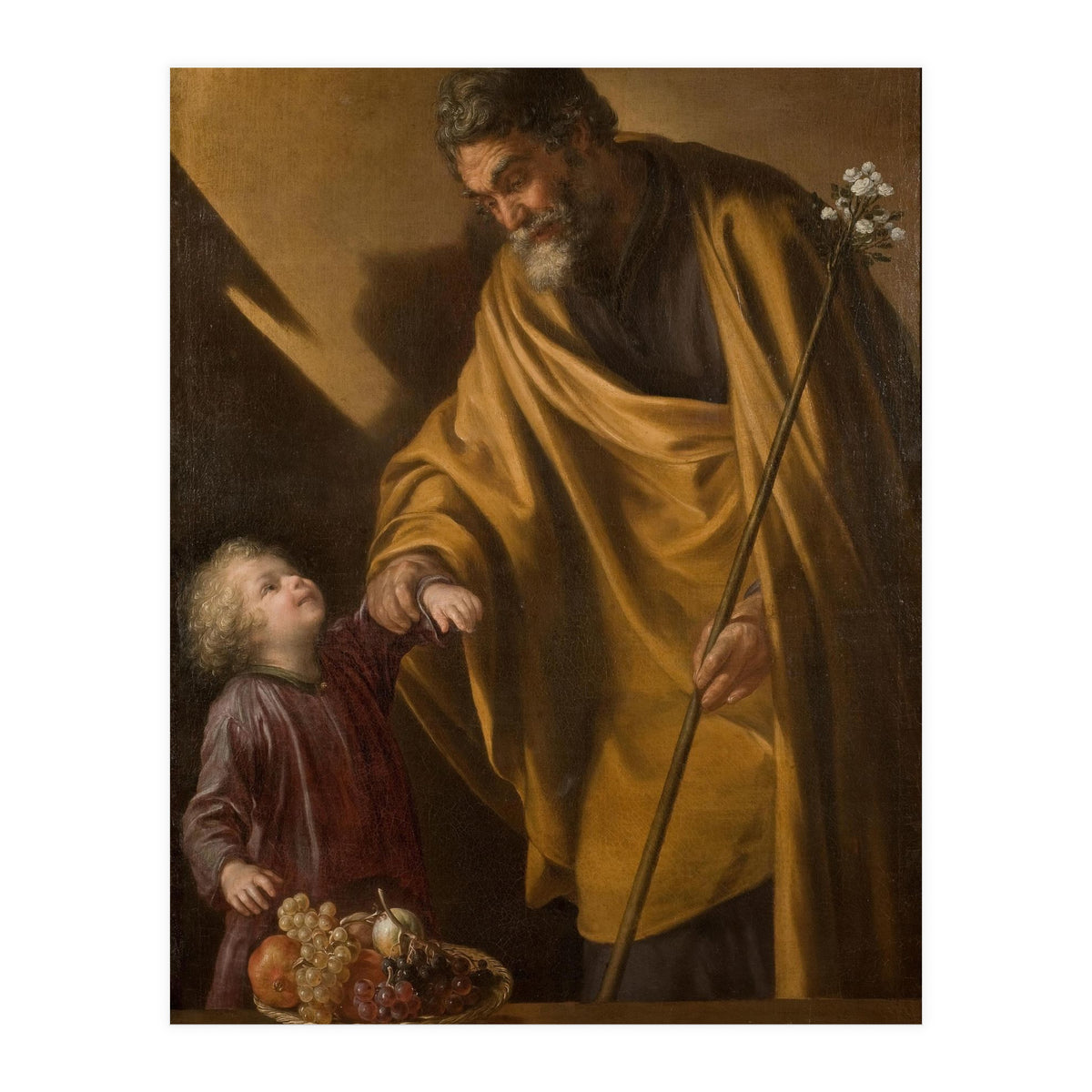 Sebastián Martínez / 'Saint Joseph with the Christ Child'. Ca. 1650. Oil on canvas. (Print Only)