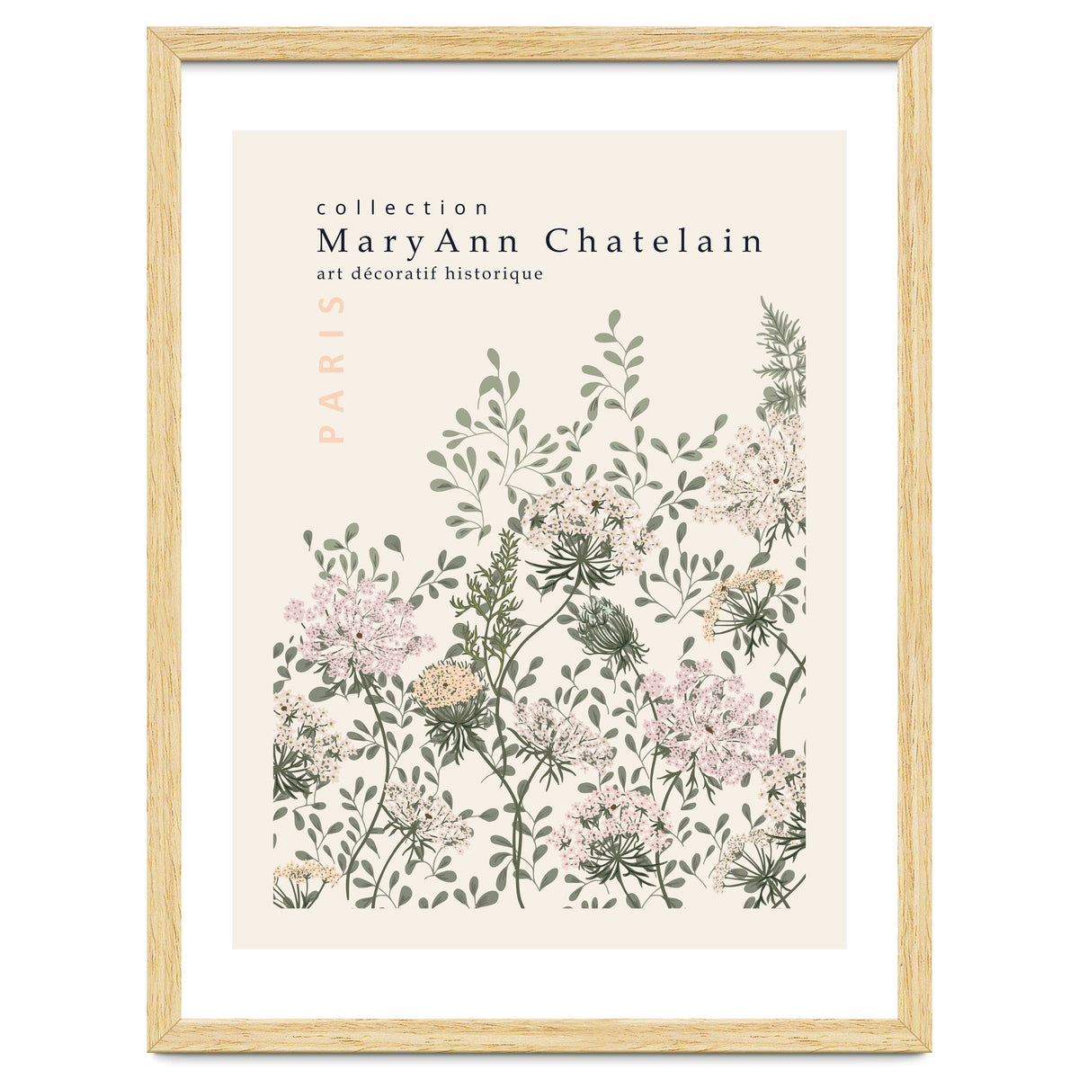 Historic decorative art Paris Queen Anne's lace