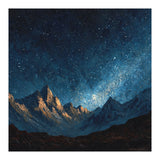 Starry Night Over Majestic Mountains Impasto Oil Painting Style (Print Only) thumbnail