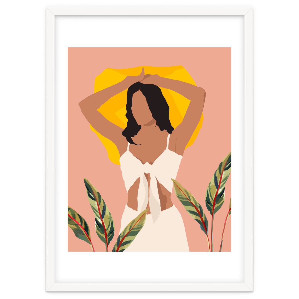 Fold Up The Sun & Take It Wherever You Go, Bohemian Woman Self Love Self Care Pastel , Plant Lady Tropical Boho Contemporary