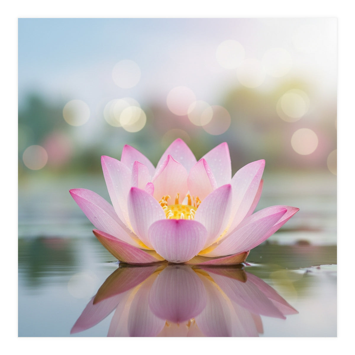 Ethereal Lotus Bloom: Serene Botanical Reflection (Print Only)