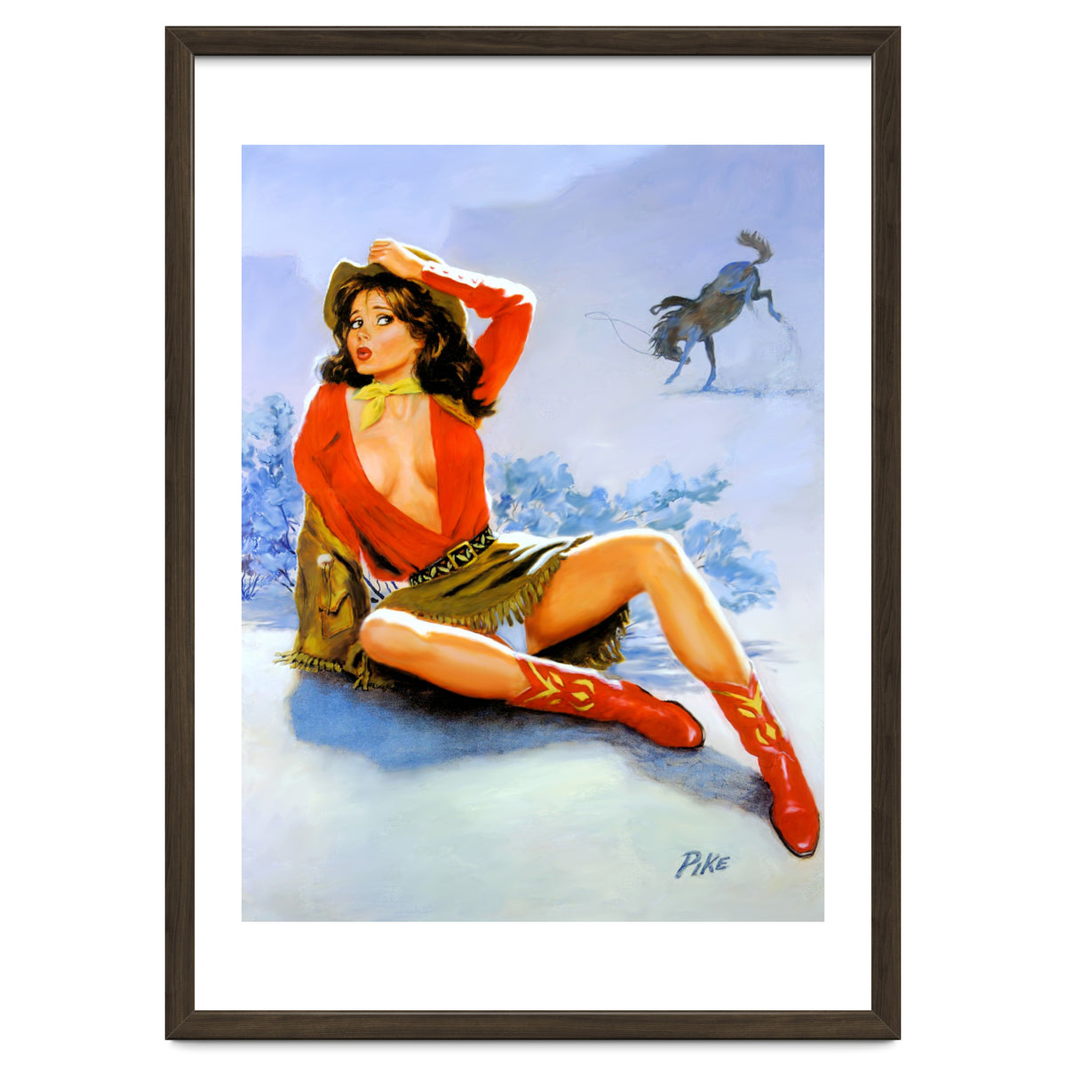 Pinup Girl Fell From A Wild Horse