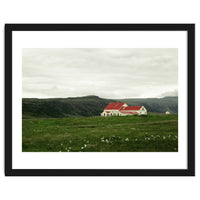 Red roof house in the greenfield - Iceland