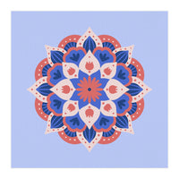 Mandala flower - blue and coral (Print Only)