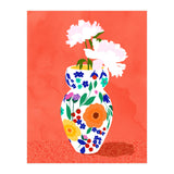 The Flowerpot, Floral Nature Watercolor Painting, Eclectic Bohemian Blossom Plants, Maximalism Contemporary Boho (Print Only) thumbnail