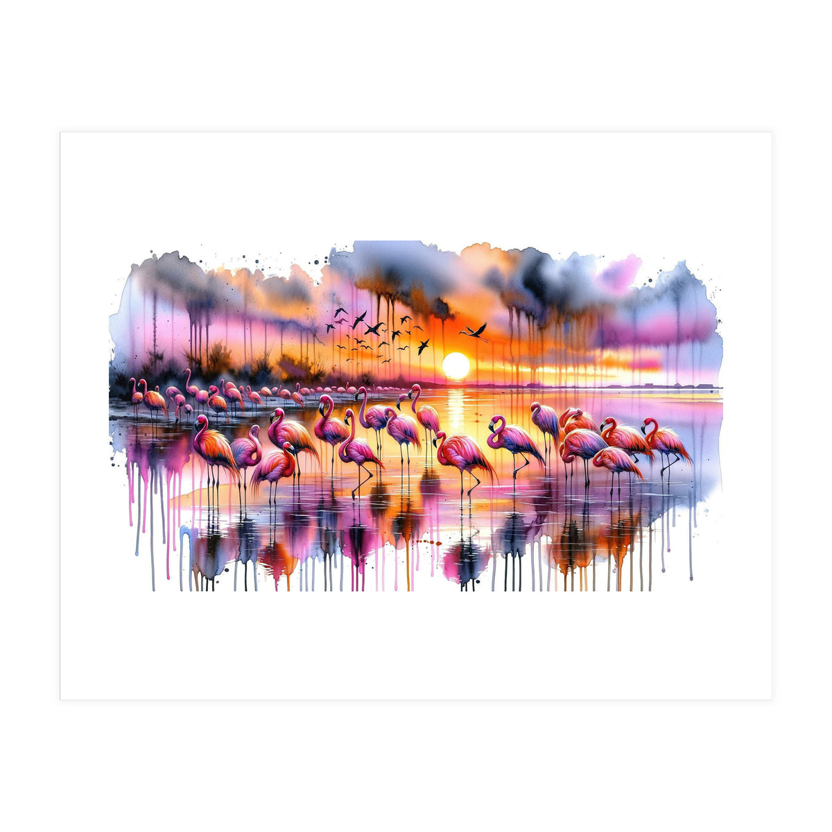 Flamingo Sunset On The Coast (Print Only)