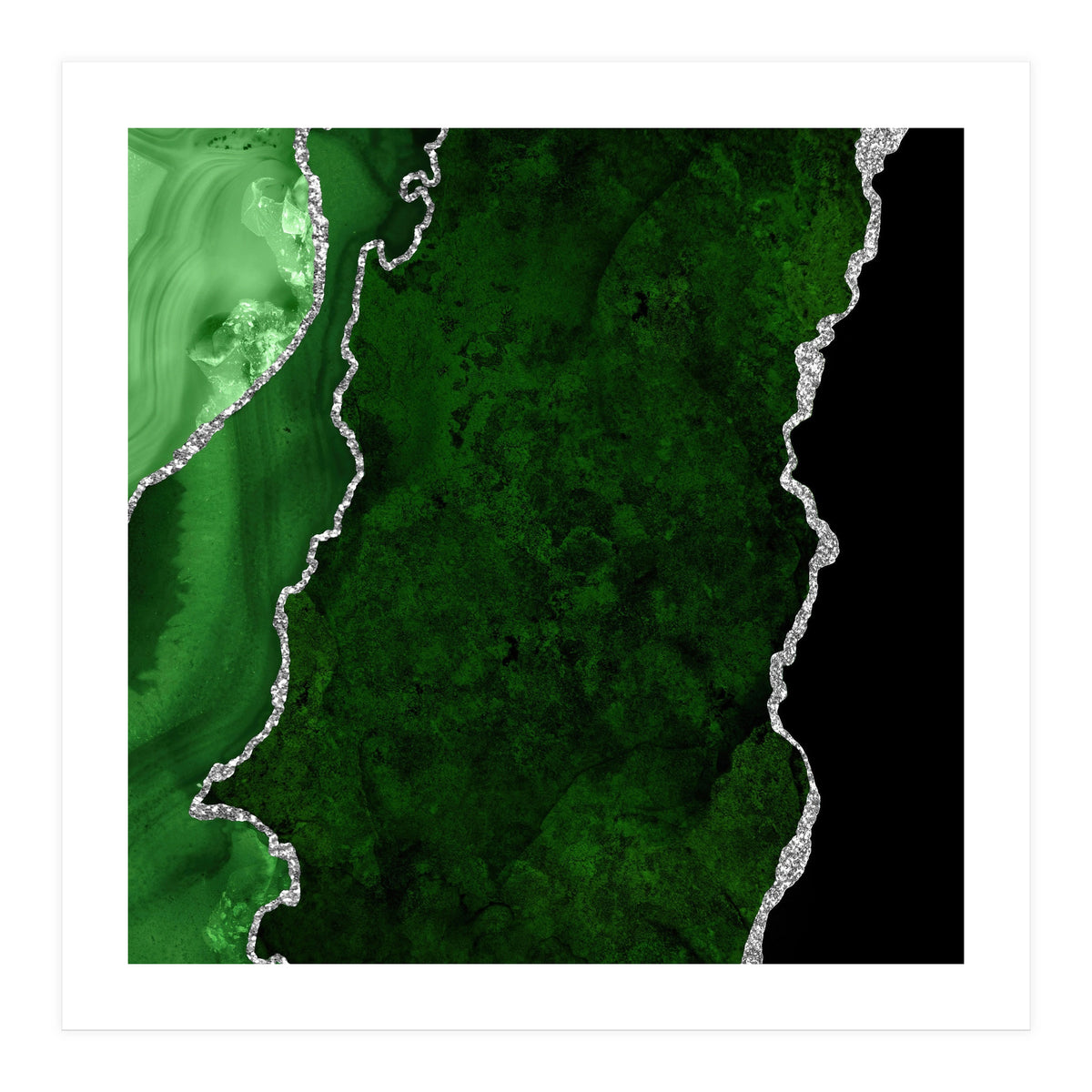 Green & Silver Agate Texture 01  (Print Only)