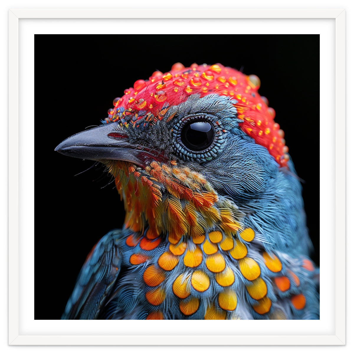 Close Up Of Colorful Bird With Water Droplets