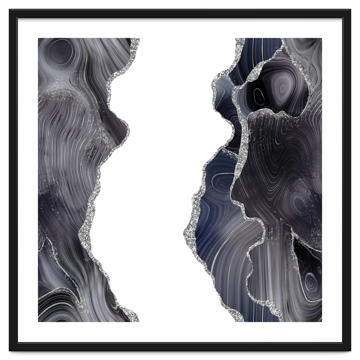 Black & Silver Glitter Agate Texture 05