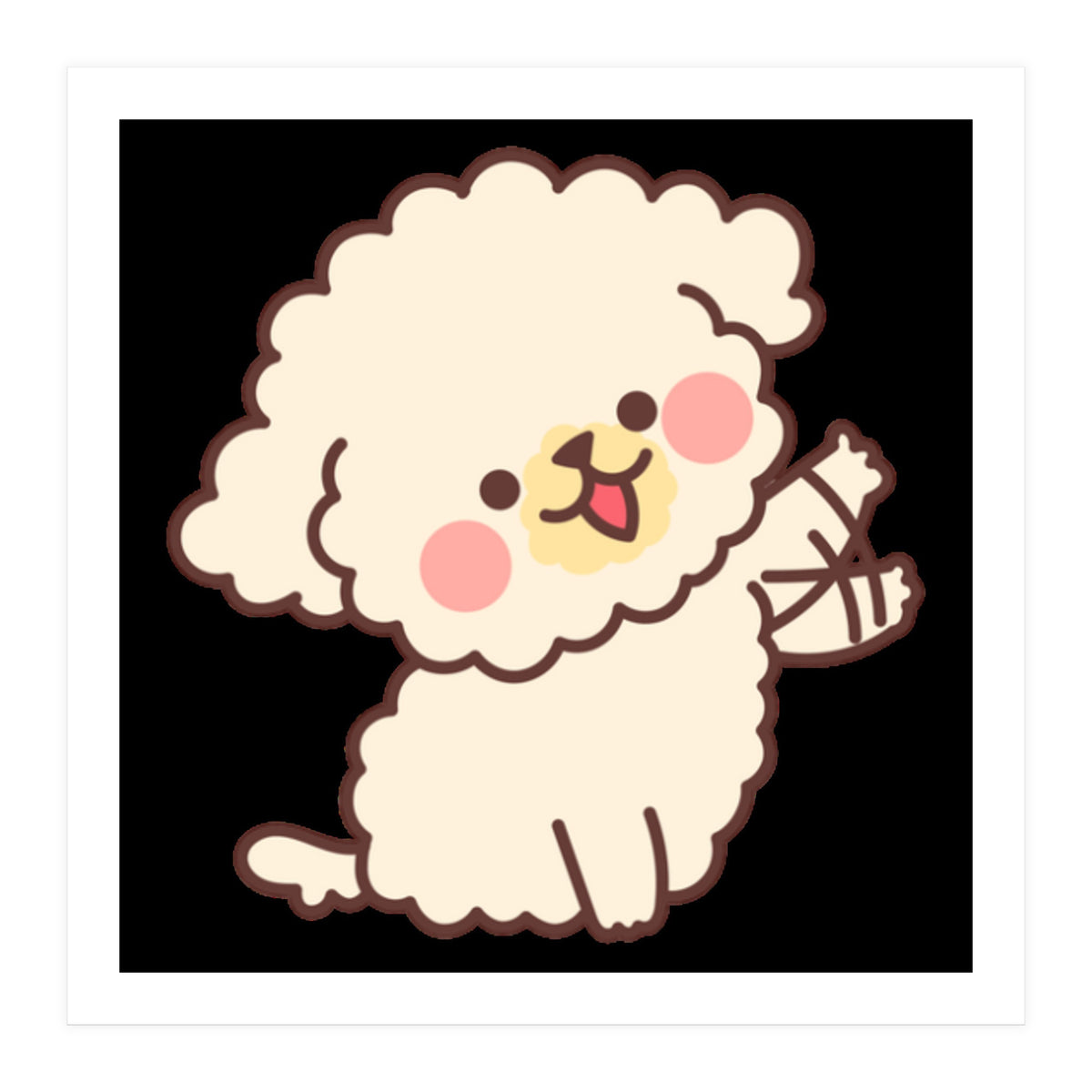 Cute Dog Happily Waving His Paw  (Print Only)