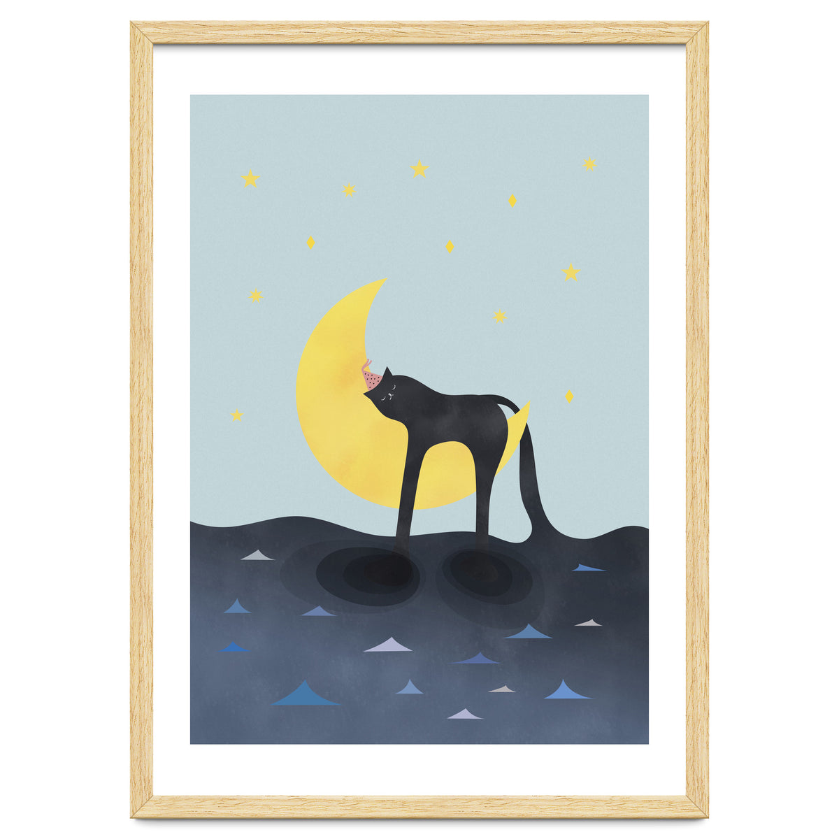 Beauty Sleep - Melting Cat on the crescent moon