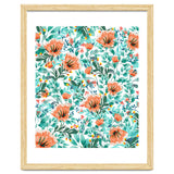 Tangerine Dreams, Orange & Mint Botanical Jungle Watercolor Painting, Colorful Plants Floral Summer thumbnail