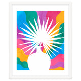 Fan Palm, Tropical Nature Botanical Colorful Watercolor, Abstract Jungle Rainbow Boho, Eclectic Plants Contemporary Modern thumbnail