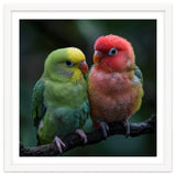 Two Lovebirds Sitting Together On A Branch thumbnail